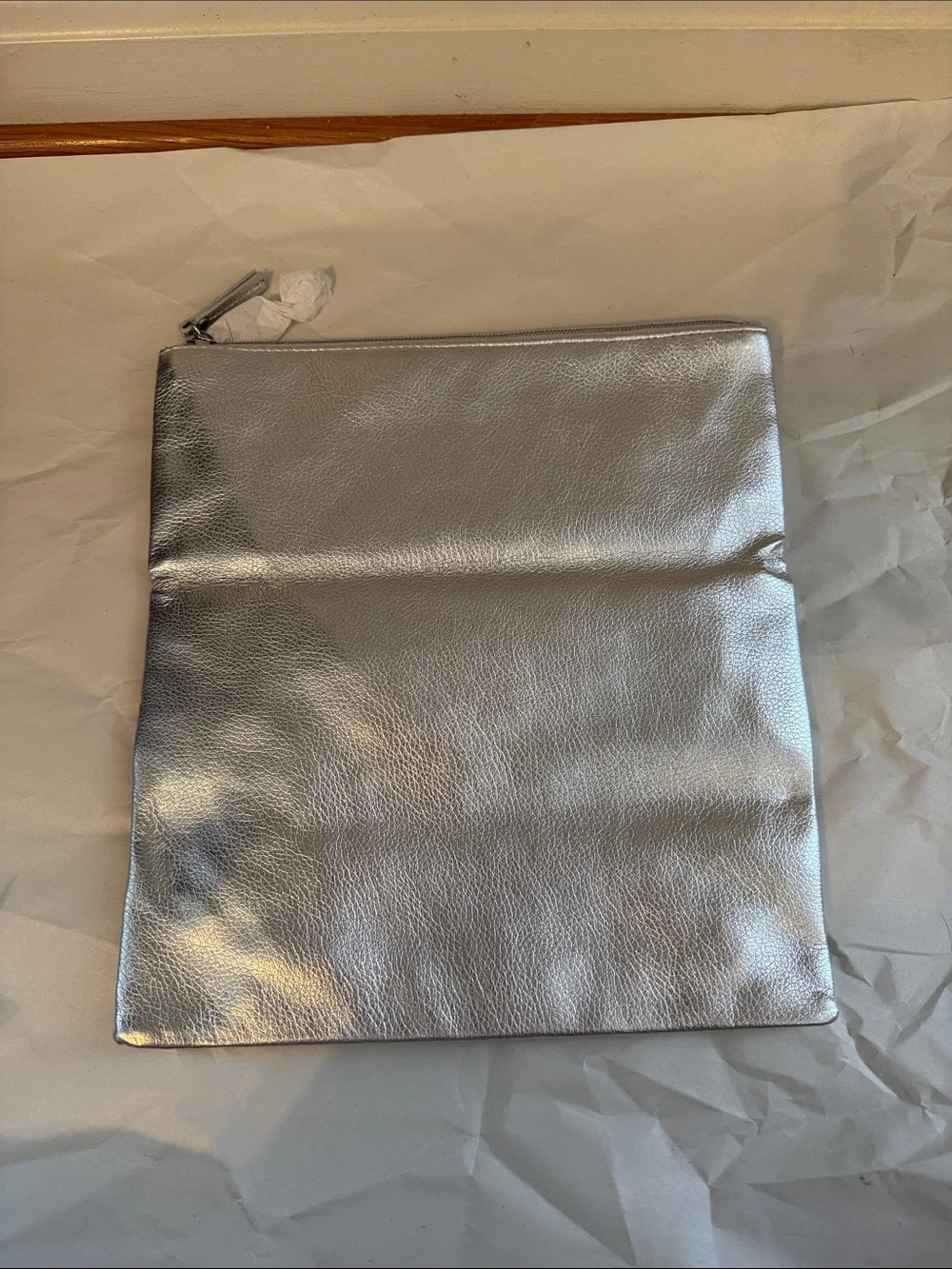 Victoria's Secret Metallic Silver Fold-Over Cosmetic Pouch